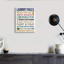 Load image into Gallery viewer, Kas Home Laundry Rules Canvas Wall Art Rustic Funny Prints Signs Framed Wood Background Bathroom HD Picture Artwork Home Decor (Laundry-02, 12 X 15 inch)
