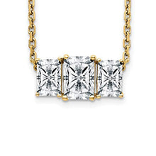 Load image into Gallery viewer, 14K Octagon Radiant 3-Stone Pendant G H I True Light Moissanite | Necklace | 14k Yellow Gold
