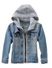Load image into Gallery viewer, Mallimoda Kids Boys Girls Hooded Denim Jacket Zipper Coat Outerwear Style 2 Blue13--14 Years
