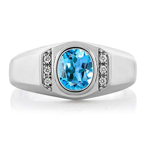 Gem Stone King Men's 925 Sterling Silver Customized and Personalized Birthstone Build Your Own Men's Ring (Size 7)
