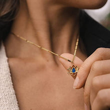 Load image into Gallery viewer, HOLZKERN Balance Necklace 24k Gold Necklace for Women Real Lapis Lazuli Crystal Necklace Jewelry Dainty Gold-Plated Necklace Stainless Steel Adjustable Length Pendant Cute Necklaces for Women Choker
