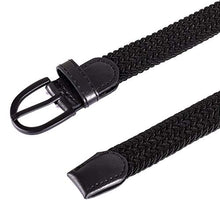 Load image into Gallery viewer, Young Boys Girls | Braided Stretch Elastic Belt | Pin Prong Buckle | Loop End Tip | 1" width (Black, Waist 16"-18”)
