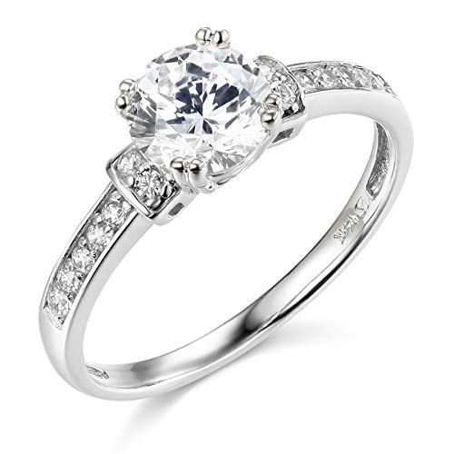 14k REAL White Gold SOLID Wedding Engagement Ring - Size 9