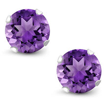 Load image into Gallery viewer, Gem Stone King Sterling Silver Round Purple Amethyst Women&#39;s Stud Earrings 6mm 1.50 Carat Total Weight
