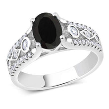 Load image into Gallery viewer, Gem Stone King Sterling Silver Black Onyx Women&#39;s Engagement Ring 1.81 cttw Gemstone Birthstone (Size 7)
