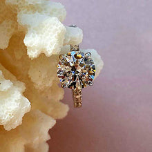 Load image into Gallery viewer, Swarovski Zircon 2 Ct Round-Cut Halo Bridal Ring 925 Silver Accented Brilliant Solitaire Engagement Ring (Silver, 7)
