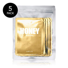 Load image into Gallery viewer, LAPCOS Honey Sheet Mask, Daily Face Mask with Hyaluronic Acid and Antioxidants to Hydrate and Tighten Dry Skin, Korean Beauty Favorite, 5-Pack
