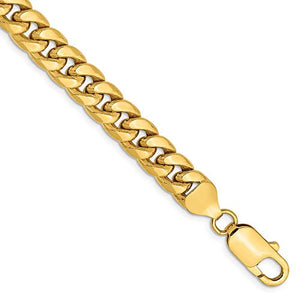 14k Yellow Gold 7.3mm Miami Cuban Bracelet Chain 7 Inch Curb Fine Jewelry For Women Gifts For Her