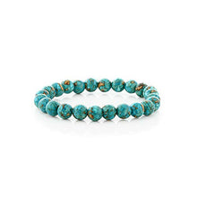Load image into Gallery viewer, Gem Stone King Stunning Round 8MM Blue Green Simulated Turquoise Round Stretchy Bracelet
