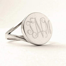 Load image into Gallery viewer, Round Monogram Sterling Silver Ring
