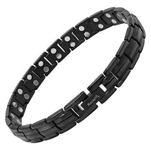 Load image into Gallery viewer, MagnetRX® Women's Ultra Strength Magnetic Therapy Bracelet - Arthritis Pain Relief &amp; Carpal Tunnel Titanium Magnetic Bracelets for Women - Adjustable Length with Sizing Tool (Black)
