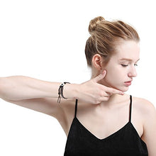 Load image into Gallery viewer, MOWOM Alloy Genuine Leather Bracelet Bangle Cuff Rope for Women Boys Kids Gemstone Beads Braided 1 Wraps &amp; 2 Wraps Stone Adjustable Handmade Jewelry Gift
