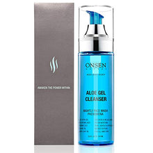 Load image into Gallery viewer, Onsen Japanese Aloe Vera Face Wash - Premium Nightly Facial Cleanser for Makeup Removal, Heals Dry &amp; Sensitive Skin, Hyaluronic Acid, Curry Leaf Oil, Vitamin C &amp; E, Gel Cleanser - 5.6 fl oz/165 ml
