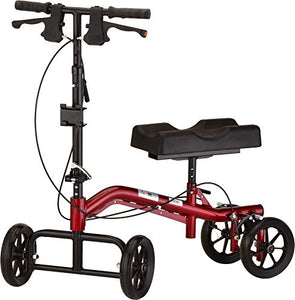 NOVA Medical Products Heavy Duty Knee Scooter, Steerable Knee Scooter with 400 lb Weight Capacity, Bariatric Knee Walker, Crutch Alternative, Metallic Red Color