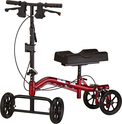 NOVA Medical Products Heavy Duty Knee Scooter, Steerable Knee Scooter with 400 lb Weight Capacity, Bariatric Knee Walker, Crutch Alternative, Metallic Red Color