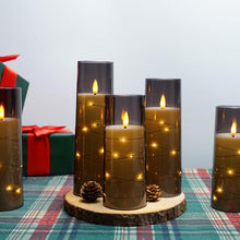 Load image into Gallery viewer, kakoya Flameless LED Candles with Timer 9 Pc Flickering Flameless Candles for Romantic Ambiance and Home Decoration Durable Acrylic Shell,with Embedded Star String，Battery Operated Candles（Grey）
