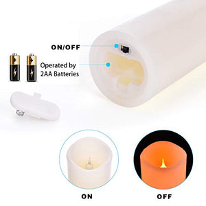 YIWER Flameless Candles Battery Operated Candles 5.5" 6" 6.5" 7" 8" 9" Set of 9 Ivory Real Wax Pillar LED Candles with 10-Key Remote and Cycling 24 Hours Timer