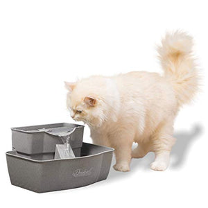 PetSafe Drinkwell Multi-Tier Cat and Dog Water Fountain - Automatic Drinking Fountain for Pets - 100 Oz. Water Capacity (PWW00-13708), Grey
