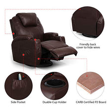 Load image into Gallery viewer, Esright Massage Recliner Chair Heated PU Leather Ergonomic Lounge Chair 360 Degree Swivel, Brown
