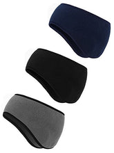 Load image into Gallery viewer, BBTO 3 Pieces Ear Warmer Headband Winter Headbands Fleece Headband for Women Men (Black, Gray, Navy)
