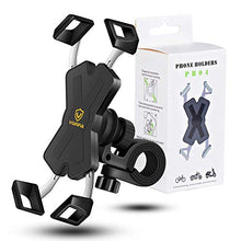Load image into Gallery viewer, visnfa New Bike Phone Mount with Stainless Steel Clamp Arms Anti Shake and Stable 360° Rotation Bike Accessories/Bike Phone Holder for Any Smartphones GPS Other Devices Between 4 and 7 inches
