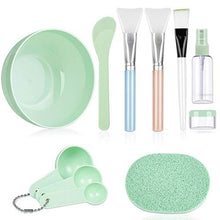 Load image into Gallery viewer, Face Mask Mixing Bowl Set, Anezus 11 Pcs DIY Facemask Mixing Tool Kit with Facial Mask Bowl Stick Spatula Silicone Brush Spray Bottle Puff Soaking Bottle Gauges
