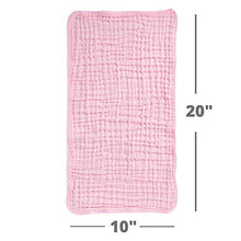 Load image into Gallery viewer, Muslin Burp Cloths 6 Pack Large 100% Cotton Hand Washcloths 6 Layers Extra Absorbent and Soft (Pink, Pack of 6)
