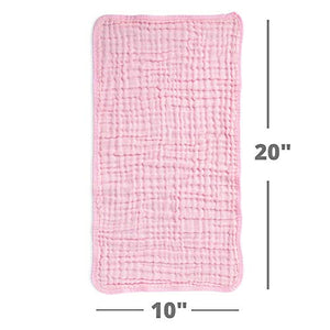 Muslin Burp Cloths 6 Pack Large 100% Cotton Hand Washcloths 6 Layers Extra Absorbent and Soft (Pink, Pack of 6)