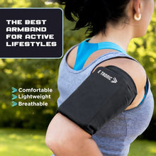 Load image into Gallery viewer, E Tronic Edge Phone Holder for Running - Cell Phone Arm Bands with Reflective Logo - Phone Strap Armband Fits iPhone and Android - Use for Running, Walking, Hiking, and Biking - Gray, Medium
