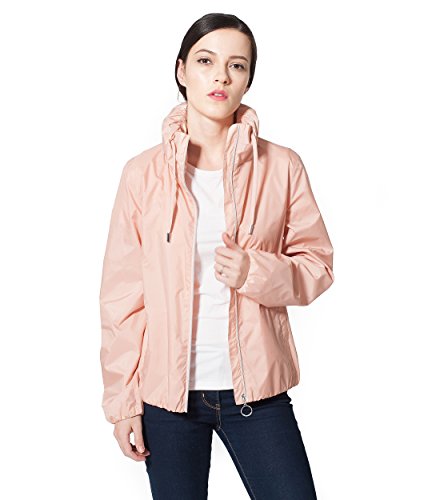 Women's Ultra Lightweight Quick Dry Water Resistant Casual Drawstring Hideaway Hooded Windbreaker Jacket