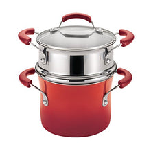 Load image into Gallery viewer, Rachael Ray Brights Sauce Pot/Saucepot with Steamer Insert, 3 Quart, Red Gradient
