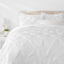 Load image into Gallery viewer, AmazonBasics Pinch Pleat Down-Alternative Comforter Bedding Set - Full / Queen, Bright White
