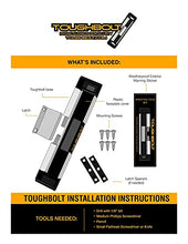Load image into Gallery viewer, TOUGHBOLT Premium Sliding Glass Door Lock - Child Safety Lock with Double-DEADBOLT - Exterior Warning Sticker Included – See Tools Required to Install
