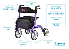 Load image into Gallery viewer, NOVA Medical Products Express Rollator Walker, Large 10” &amp; 8” Wheels, Compact Foldable &amp; Free Standing, Easy to Fold, Lift &amp; Carry, Comes with Cane Holder, Purple
