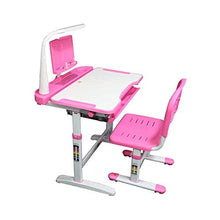 Load image into Gallery viewer, WZZ Kids Desk and Chair Set, Height Adjustable Kids Table and Chair Set, Home School Use Anti-Reflective Children Study Table with LED Light(Endurance 4 H)/Reading Board/Pull-Out Drawer 70X40cm,Pink
