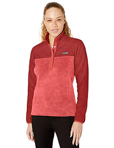 Columbia Women's Plus Size Benton Springs 1/2 Snap Pullover Fleece, Daredevil/Beet, 1X