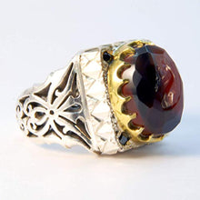 Load image into Gallery viewer, Handmade Agate Ring | AlAliGems | Black Jazaa | Sterling Silver 925 | HANDCRAFT | US Size 9

