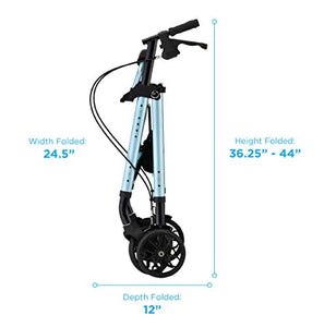 NOVA Medical Products Star 8 Rollator Walker with Perfect Fit Size System, Lightweight & Foldable, Easy to Lift & Carry, Great for Travel, Color Diamond Sky Blue