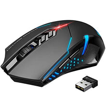Load image into Gallery viewer, VicTsing Wireless Gaming Mouse with Unique Silent Click, Breathing Backlit, 2 Programmable Side Buttons, 2400 DPI, Ergonomic Grips, 7-Button Design- Black

