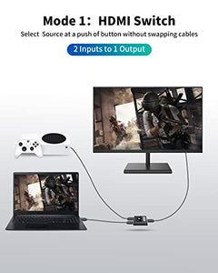 HDMI Switch 4K 60Hz HDMI Splitter FAKAIL HDMI 2.0 Switcher 2 in 1 Out & 1 in 2 Out Bi-Directional HDMI Splitter Support 4K 3D HDR for Xbox PS4 Blu-Ray Player Fire Stick Roku HDTV Monitor