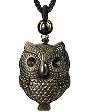 Load image into Gallery viewer, Lightock Gold Obsidian Owl Gift Necklace Pendant Lovely Animal for Women Natural Gemstone Protection Healing Crystal Stones
