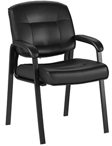 AmazonBasics Classic Leather Office Desk Guest Chair with Metal Frame, Black