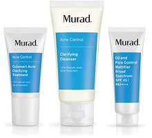 Load image into Gallery viewer, Murad Get Over Zit Kit - Breakout Skin Care Kit with Face Clarifying Cleanser, Breakout Skin Treatment and SPF Facial Mattifier - 3 Trial Size Skin Care Products for Blemish and Breakout Prone Skin
