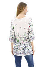 Load image into Gallery viewer, BENANCY Women's 3/4 Sleeve Boho Shirts Embroidered Peasant Top W/Flower M
