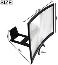 Load image into Gallery viewer, jteman 12&#39;&#39; Curved Screen Magnifier Mobile Phone 3D Magnifier Projector Screen for Movies, Videos, and Gaming Foldable Phone Stand with Screen Amplifier for iPhone,All Smartphones
