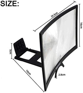 jteman 12'' Curved Screen Magnifier Mobile Phone 3D Magnifier Projector Screen for Movies, Videos, and Gaming Foldable Phone Stand with Screen Amplifier for iPhone,All Smartphones