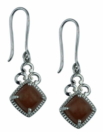 Carillon Chocolate Moonstone Cushion Shape Gemstone Jewelry 925 Sterling Silver Drop Dangle Earrings For Women/Girls