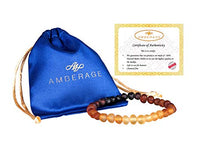 Load image into Gallery viewer, AMBERAGE Natural Baltic Amber Bracelet for Adults (Women/Men) - Hand Made from Raw-Unpolished/Certified Baltic Amber Beads(6 Colors) (7, Raw-Unpolished Rainbow)
