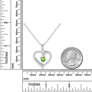Necklace Birthday Gifts for Wife Mom Peridot Jewelry Women Teen Girls Sterling Silver Love Heart Necklace Anniversary Gifts