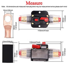 Load image into Gallery viewer, 2 Pack Inline 60amp Circuit Breaker with Manual Reset Fuse Holder for Car Audio Marine Boat Stereo，with Wire Lugs and Heat Shrink Tube

